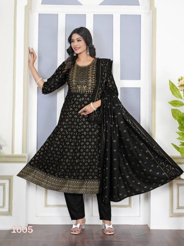 Akira Plus Vol 2 Rayon Foil Printed Kurti Pant With Dupatta Collection - Image 2