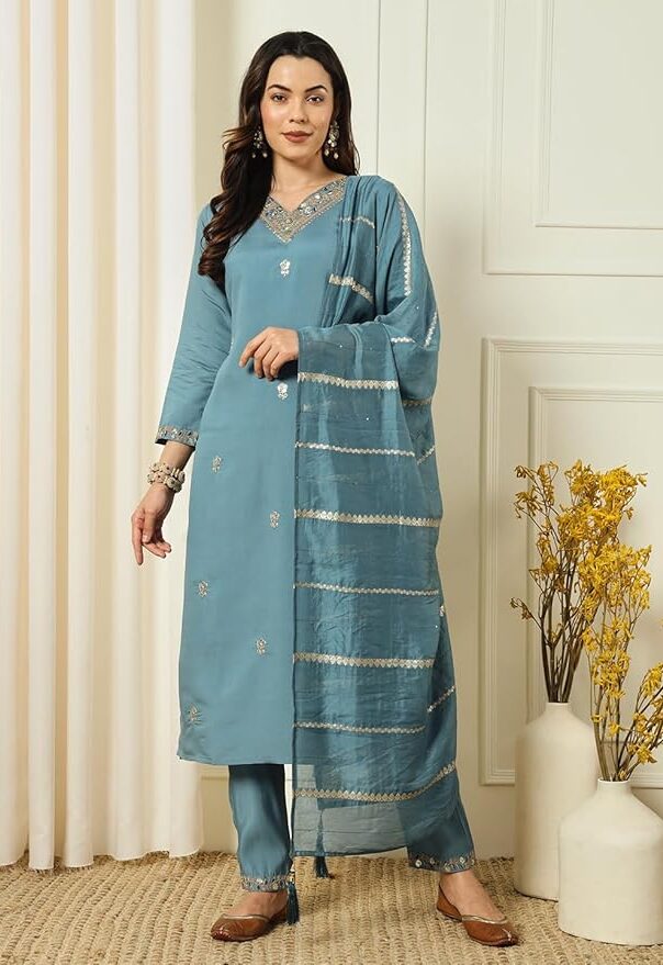 Mona 2 Chanderi Embroidered Kurti Bottom With Dupatta Collection