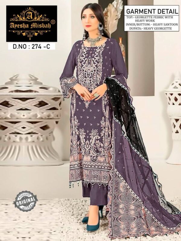 Ayesha Misbah 274 Georgette Pakistani Salwar Kameez Collection - Image 3