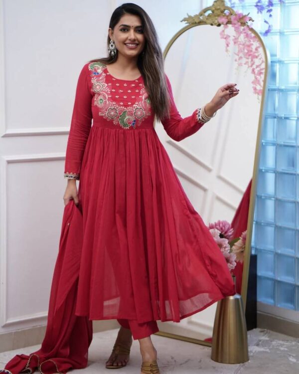 Morlo 1 Chinon Embroidered Anarkali Style Kurta Set Collection