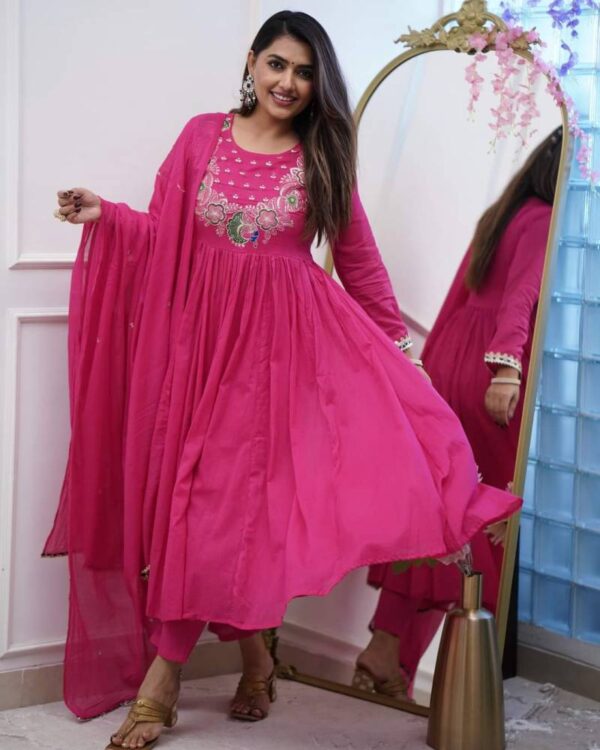 Morlo 1 Chinon Embroidered Anarkali Style Kurta Set Collection - Image 7