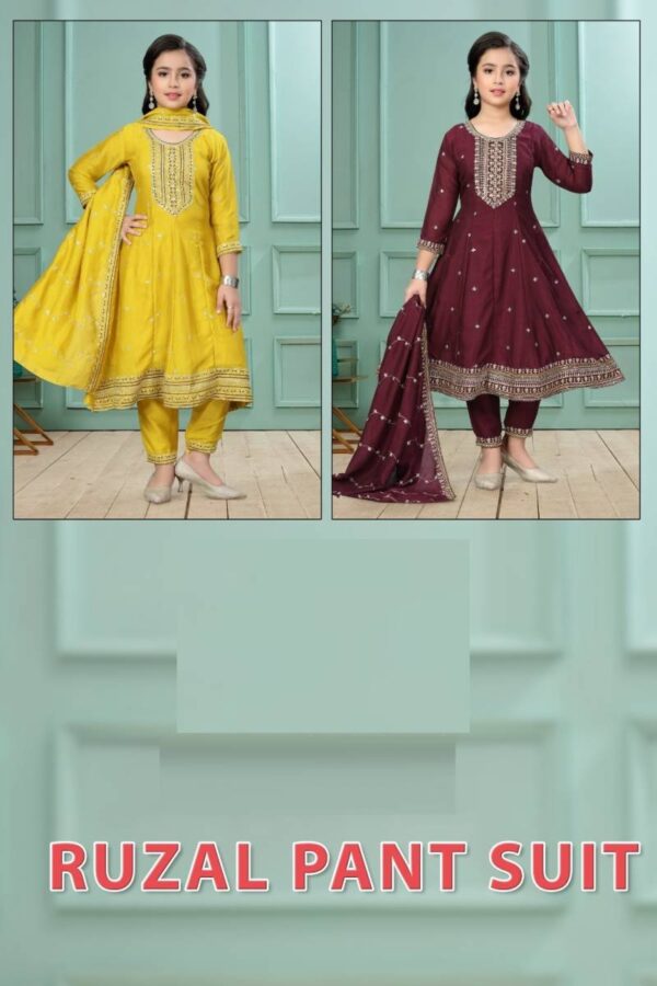 Ruzal Pant Suit 8954 Vichitra Silk Kids Wear Collection - Image 3