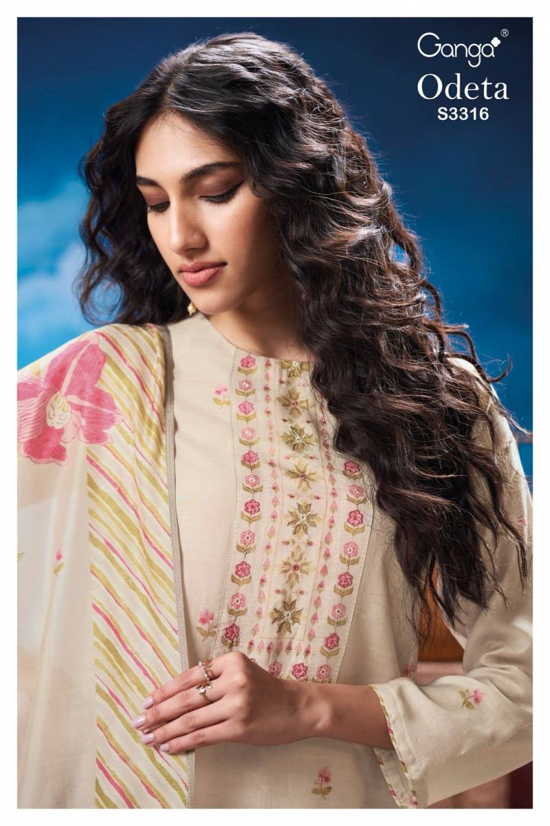 Ganga Odeta Bemberg Silk Printed Embroidered Salwar Suit Collection