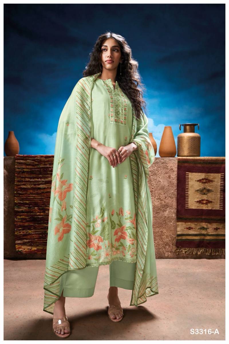 Ganga Odeta Bemberg Silk Printed Embroidered Salwar Suit Collection - Image 2