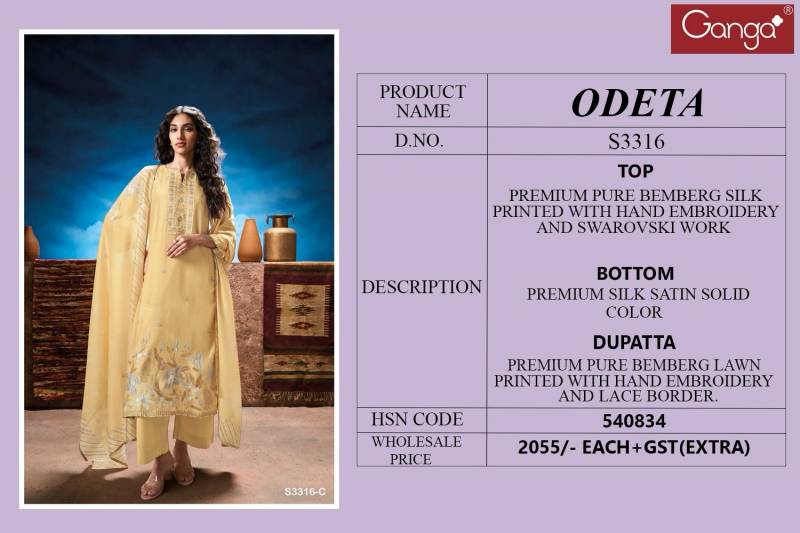 Ganga Odeta Bemberg Silk Printed Embroidered Salwar Suit Collection - Image 4