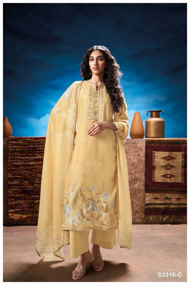 Ganga Odeta Bemberg Silk Printed Embroidered Salwar Suit Collection - Image 5