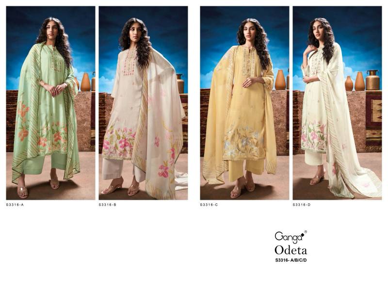 Ganga Odeta Bemberg Silk Printed Embroidered Salwar Suit Collection - Image 7