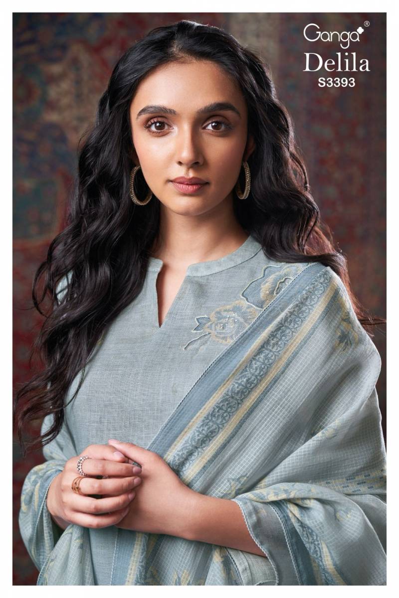 Ganga Delila Linen Printed Embroidered Salwar Suit Collection