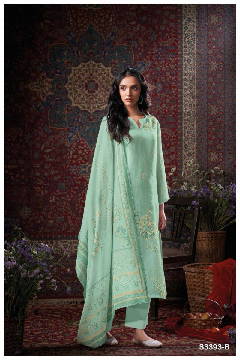 Ganga Delila Linen Printed Embroidered Salwar Suit Collection - Image 4