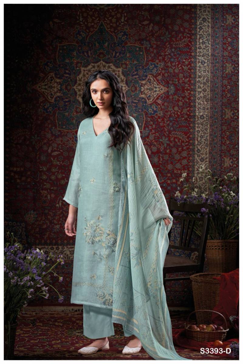 Ganga Delila Linen Printed Embroidered Salwar Suit Collection - Image 5