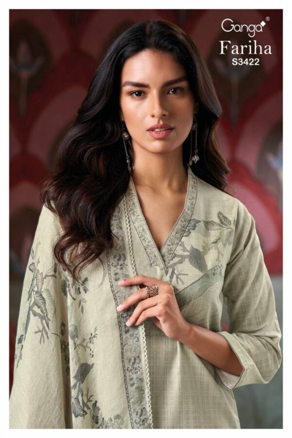 Ganga Fariha Cotton Dobby Printed Embroidered Salwar Suit Collection