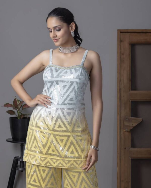 Tcs 114 Yellow And Blue Silk Designer Party Wear Suits Collection