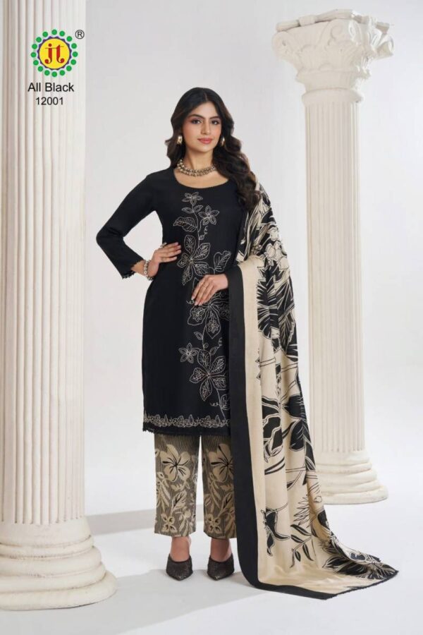 Jt All Black Vol 12 Rayon Embroidered Dress Material Collection - Image 2
