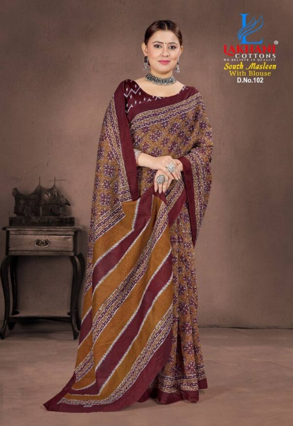 Lakhani South Masleen Vol 1 Cotton Printed Saree Collection - Image 3