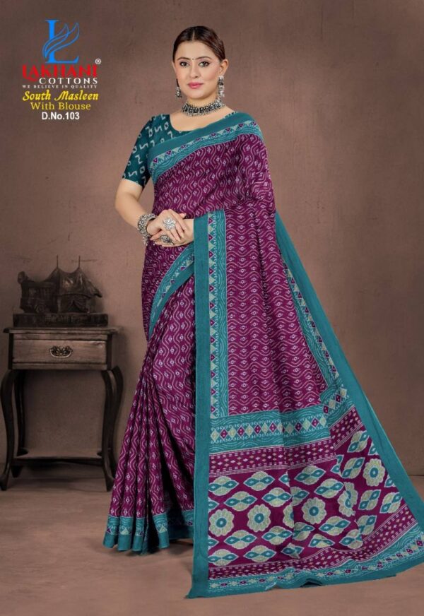 Lakhani South Masleen Vol 1 Cotton Printed Saree Collection - Image 6