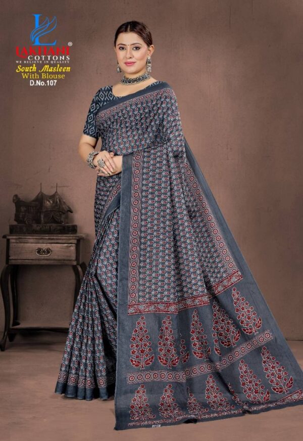 Lakhani South Masleen Vol 1 Cotton Printed Saree Collection - Image 9