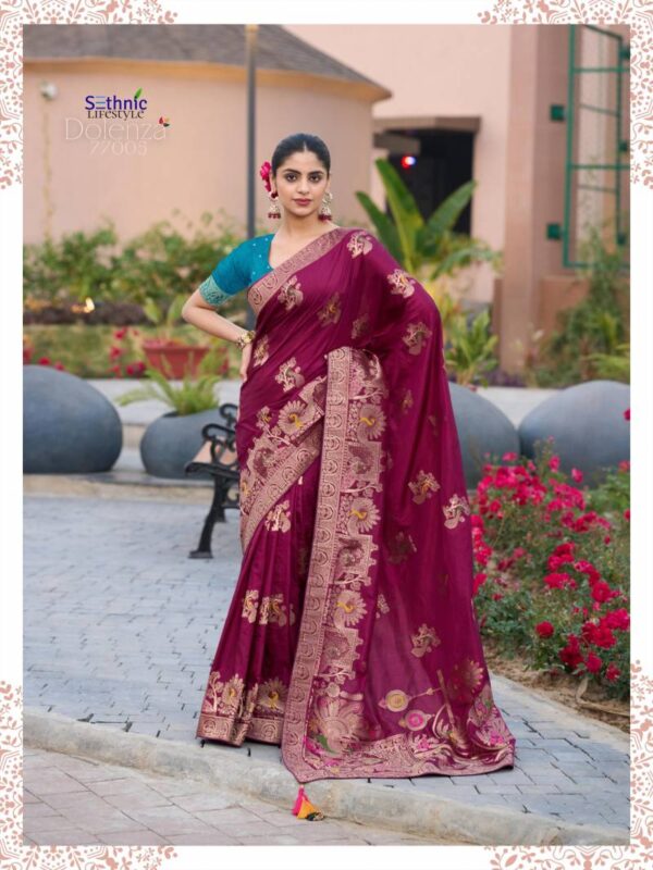 Sethnic Dolenza Dola Silk Triple Meenakari Saree Collection - Image 6