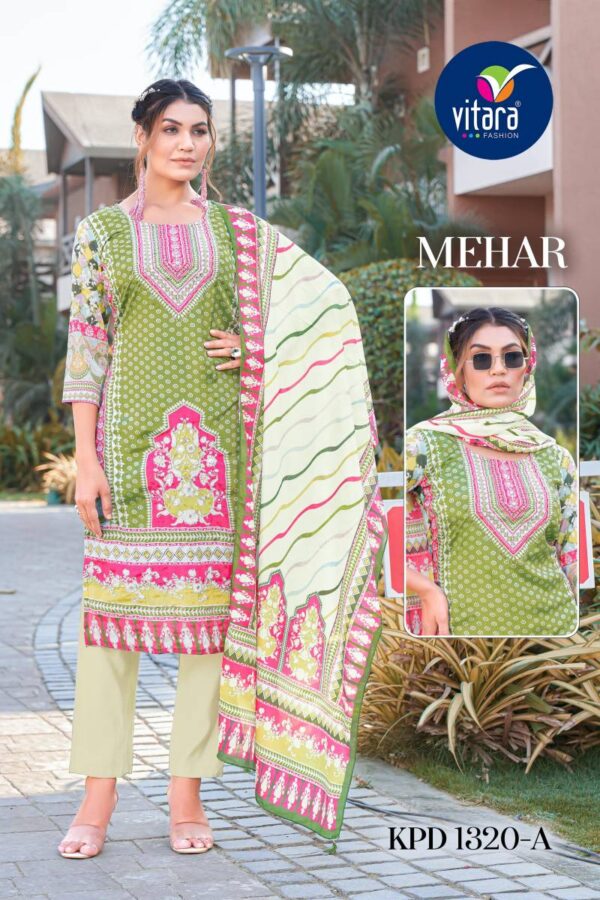 Vitara Mehar Chinon Digital Printed Kurti Bottom With Dupatta - Image 5