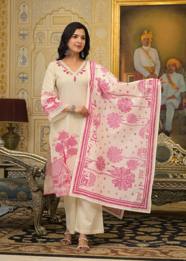 Tanyaa P 122 Cotton With Handwork Touchup Kurti Bottom With Dupatta - Image 2