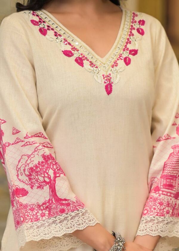 Tanyaa P 122 Cotton With Handwork Touchup Kurti Bottom With Dupatta - Image 3