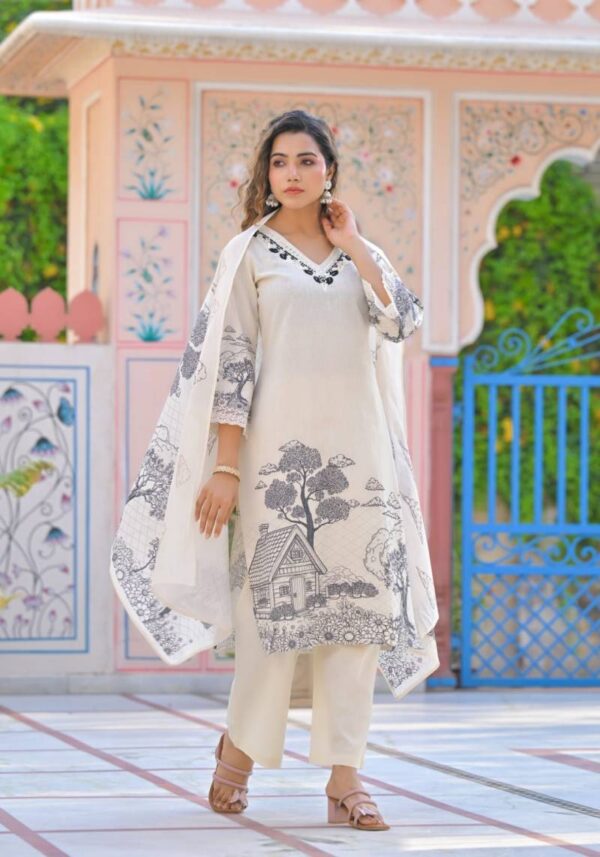 Tanyaa P 122 Cotton With Handwork Touchup Kurti Bottom With Dupatta - Image 5