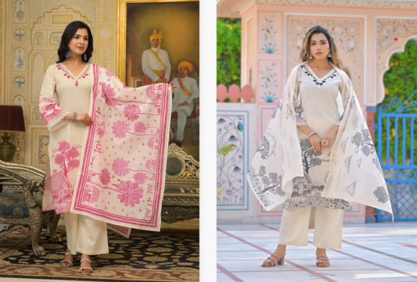 Tanyaa P 122 Cotton With Handwork Touchup Kurti Bottom With Dupatta - Image 8