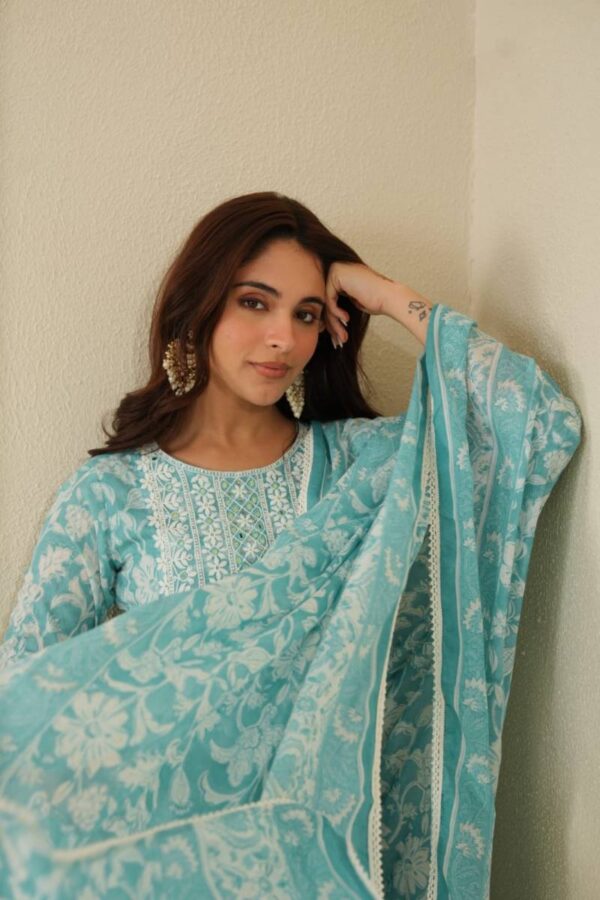 Tanyaa P 123 Cotton With Lakhnavi Work Kurti Bottom With Dupatta - Image 2