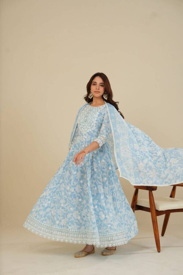Tanyaa P 123 Cotton With Lakhnavi Work Kurti Bottom With Dupatta