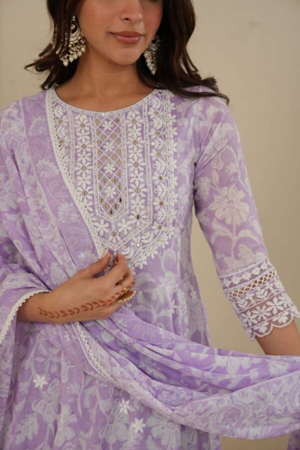 Tanyaa P 123 Cotton With Lakhnavi Work Kurti Bottom With Dupatta - Image 7