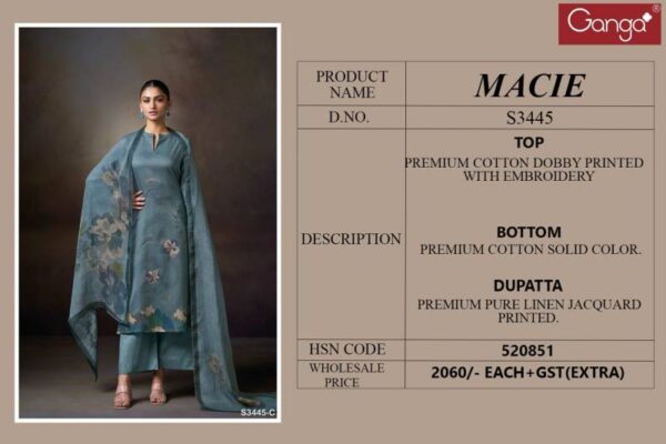 Ganga Macie Cotton Dobby Printed Embroidered Salwar Suit Collection Exporter - Image 6