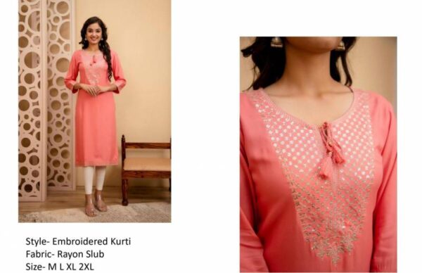 Stylee Girl 3 Rayon Embroidered Causal Wear Kurti Wholesale Catalog Collection - Image 4