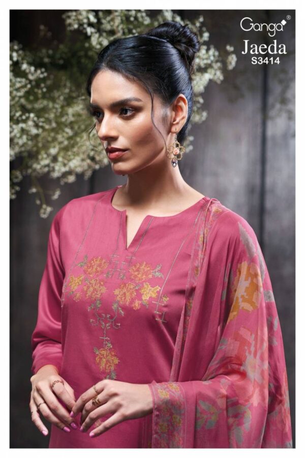Ganga Jaeda Cotton Silk Satin Solid Embroidered Salwar Suit Catalog Exporter