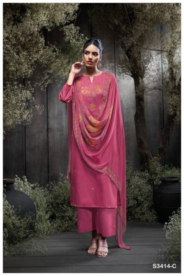 Ganga Jaeda Cotton Silk Satin Solid Embroidered Salwar Suit Catalog Exporter - Image 3