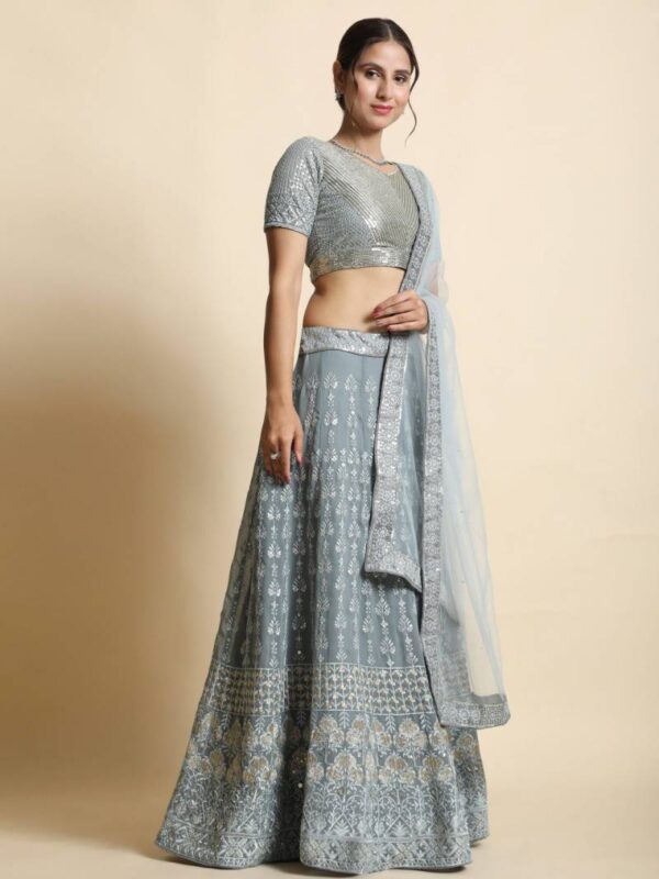 Jf 411 Embroidered Georgette Stylish Lehenga Choli Collection Wholesale - Image 3