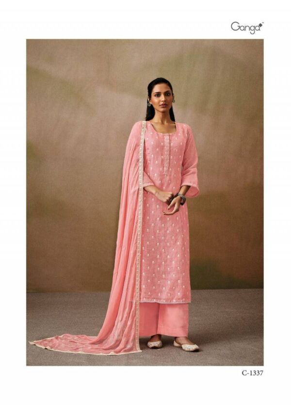 Ganga Roshni Linen Solid With Embroidered Salwar Suit Catalog Collection Wholesaler - Image 2