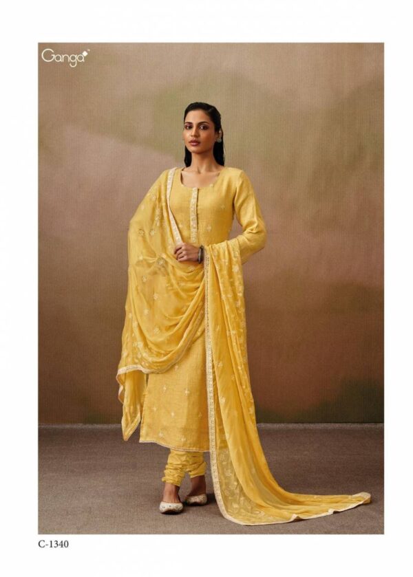 Ganga Roshni Linen Solid With Embroidered Salwar Suit Catalog Collection Wholesaler - Image 3