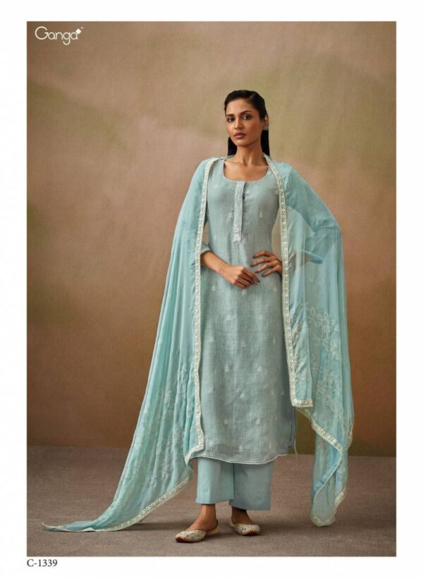 Ganga Roshni Linen Solid With Embroidered Salwar Suit Catalog Collection Wholesaler - Image 4