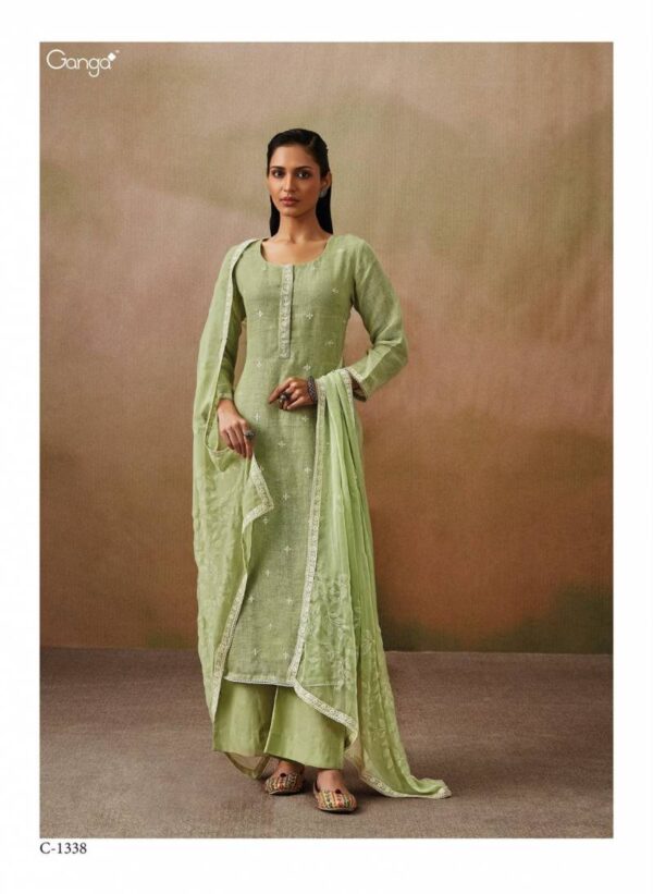 Ganga Roshni Linen Solid With Embroidered Salwar Suit Catalog Collection Wholesaler - Image 5