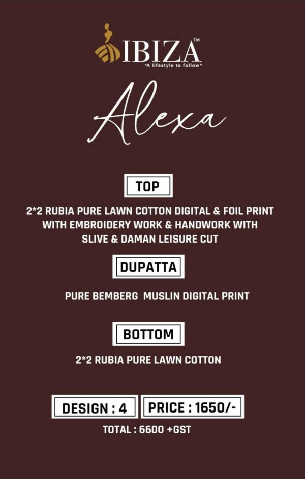 Ibiza Alexa Lawn Cotton Digital Foil Printed Salwar Kameez Catalog Collection Wholesaler - Image 6
