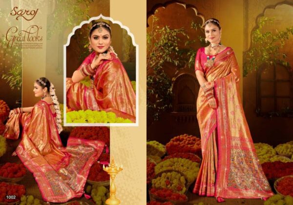 Saroj Sanskaar Silk Saroski Vol 1 Wedding Wear Paithani Silk Saree Catalog Collection Wholesaler - Image 3