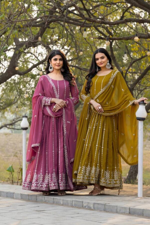 Sn 2419 Faux Georgette Gown With Dupatta Catalog Wholesale Collection