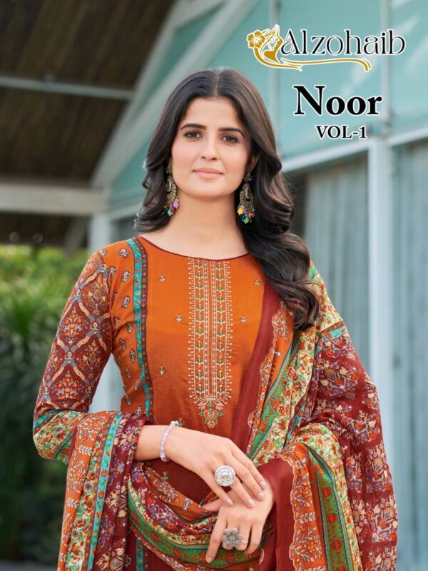 Alzohaib Noor Vol 1 Cotton Dupatta Pakistani Salwar Suits Catalog Wholesale Collection