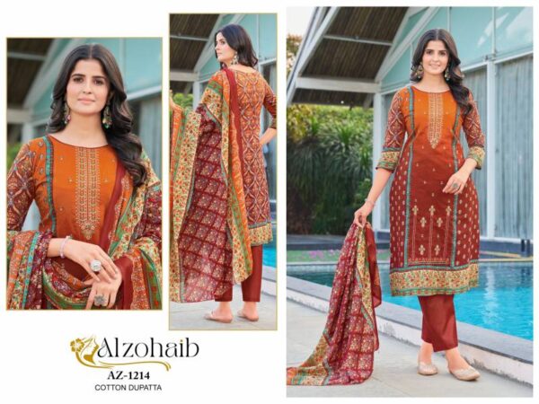 Alzohaib Noor Vol 1 Cotton Dupatta Pakistani Salwar Suits Catalog Wholesale Collection - Image 2