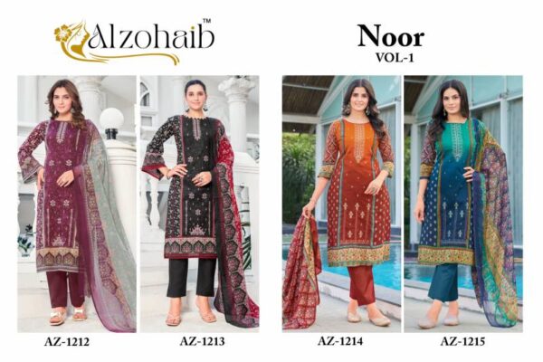 Alzohaib Noor Vol 1 Cotton Dupatta Pakistani Salwar Suits Catalog Wholesale Collection - Image 6