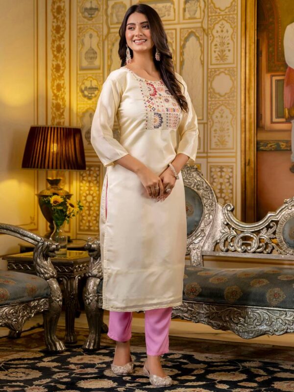 Vredevogel Venice Gold Silk Kurti With Bottom Catalog Wholesale Collection Dealer - Image 2