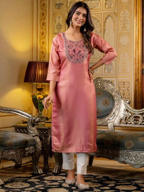 Vredevogel Venice Gold Silk Kurti With Bottom Catalog Wholesale Collection Dealer - Image 3