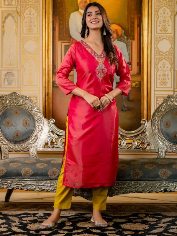 Vredevogel Venice Gold Silk Kurti With Bottom Catalog Wholesale Collection Dealer - Image 6
