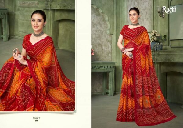 Ruchi Star Chiffon 193 Printed Chiffon Saree Catalog Wholesale Collection Exporter - Image 4