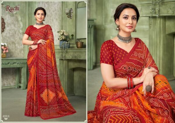 Ruchi Star Chiffon 193 Printed Chiffon Saree Catalog Wholesale Collection Exporter - Image 11