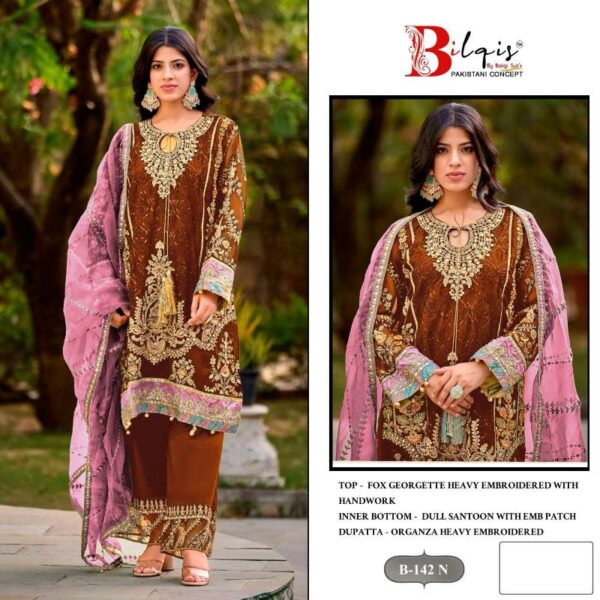 Bilqis B 142 K To N Georgette Pakistani Salwar Kameez Catalog Wholesale Collection - Image 2